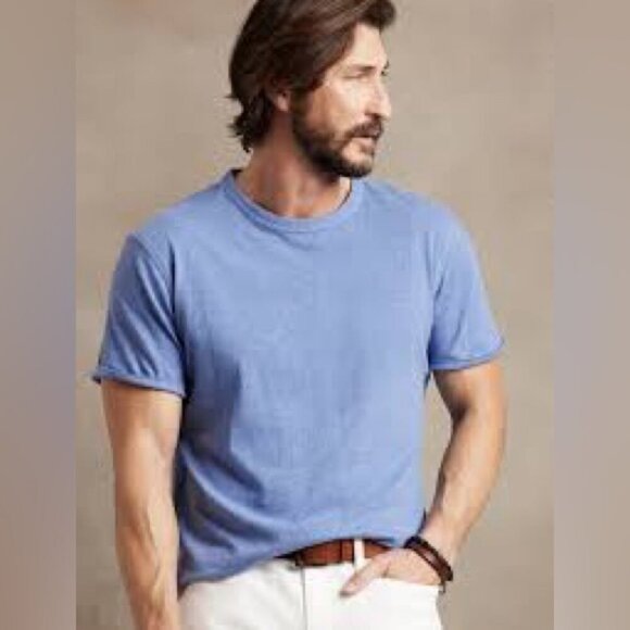 Banana Republic Men’s Soft-Wash Tee Size L Blue Crewneck T-Shirt 100% Cotton - Picture 1 of 11